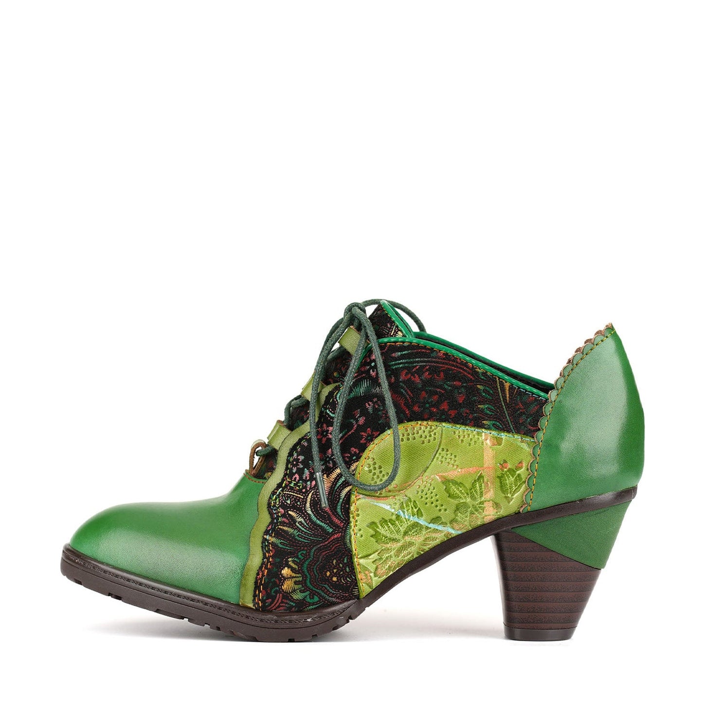 Retro Handmade Leather Patchwork Pumps