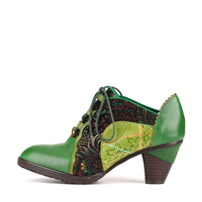Retro Handmade Leather Patchwork Pumps