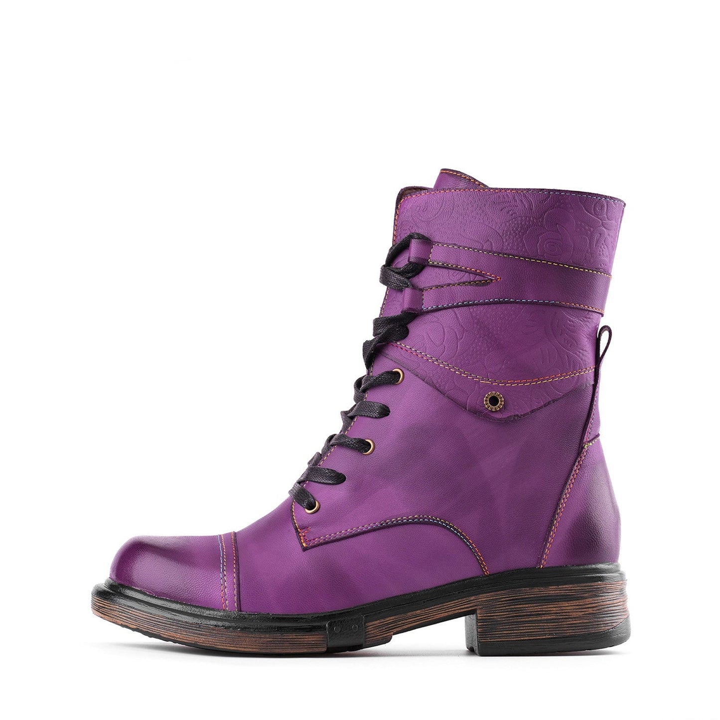 Comfortable Genuine Leather Laces Zipper Ankle Boots