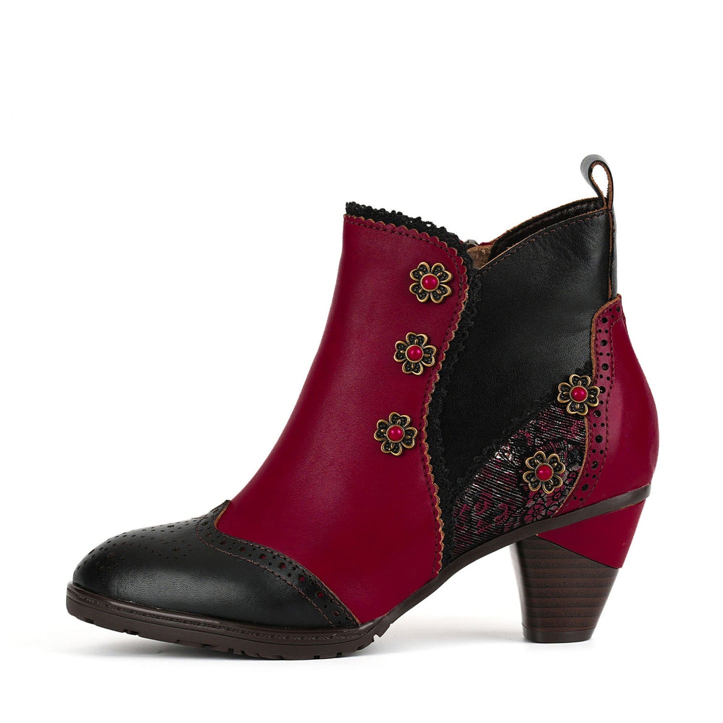 Noble Rose Embroidered Ankle Boots