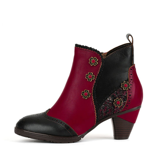 Noble Rose Embroidered Ankle Boots