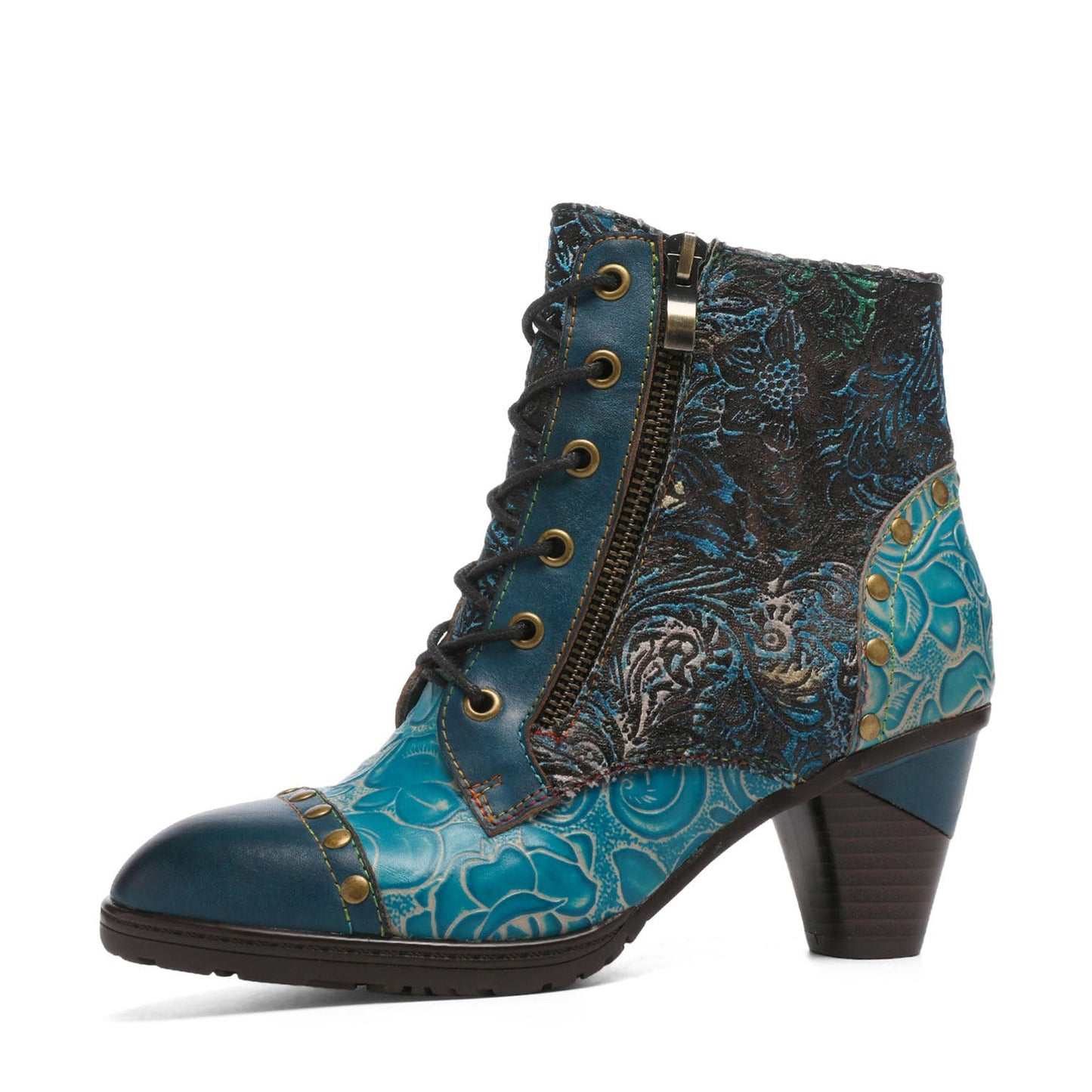 Retro Handmade Leather Patchwork Ankle Boots