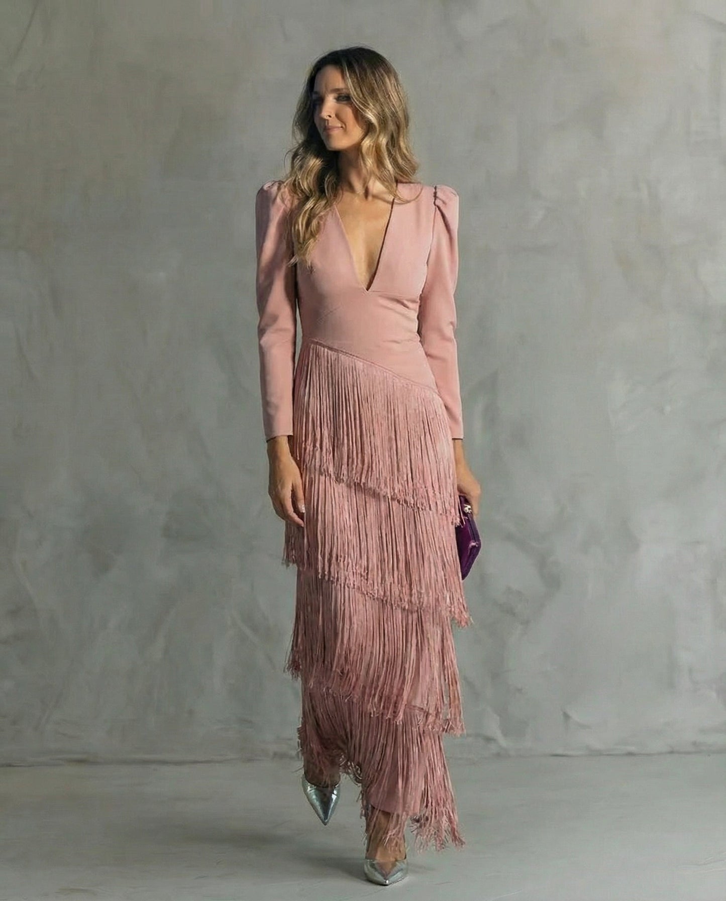 Clara | Fringe Sleeve Midi Dress