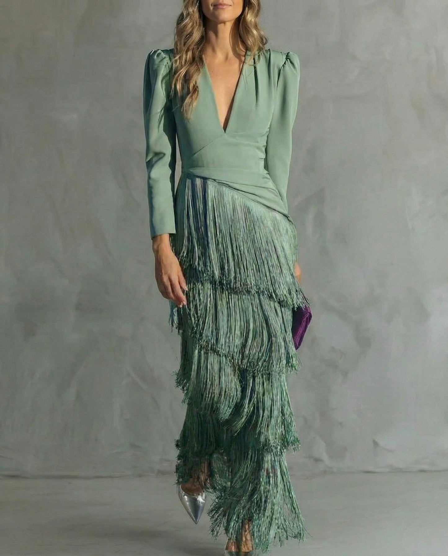 Clara | Fringe Sleeve Midi Dress
