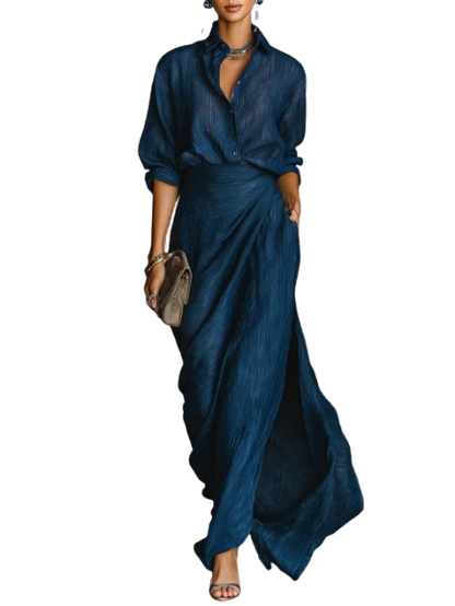 Sky | Shirt and Long Skirt Set