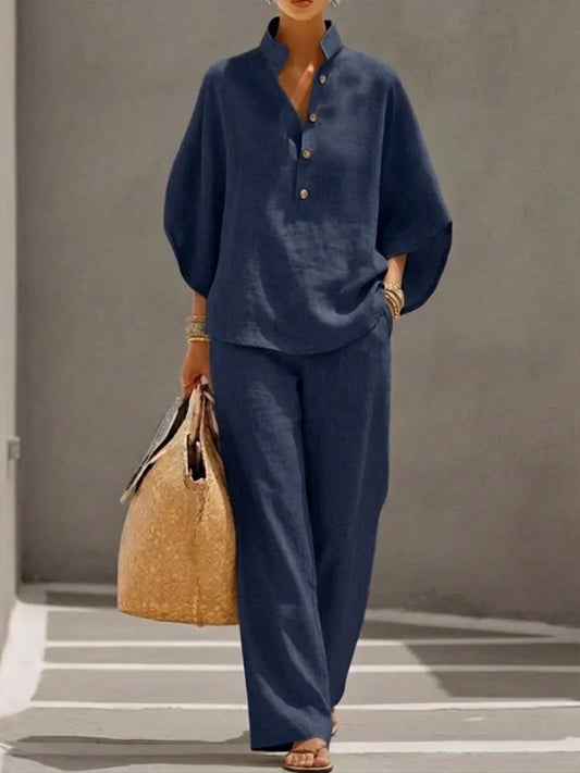 Maribel | Linen Batwing Sleeve Set