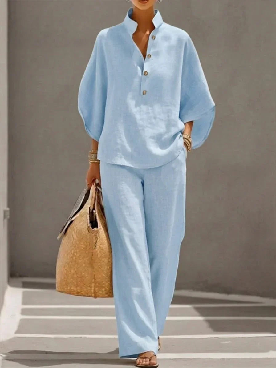 Maribel | Linen Batwing Sleeve Set