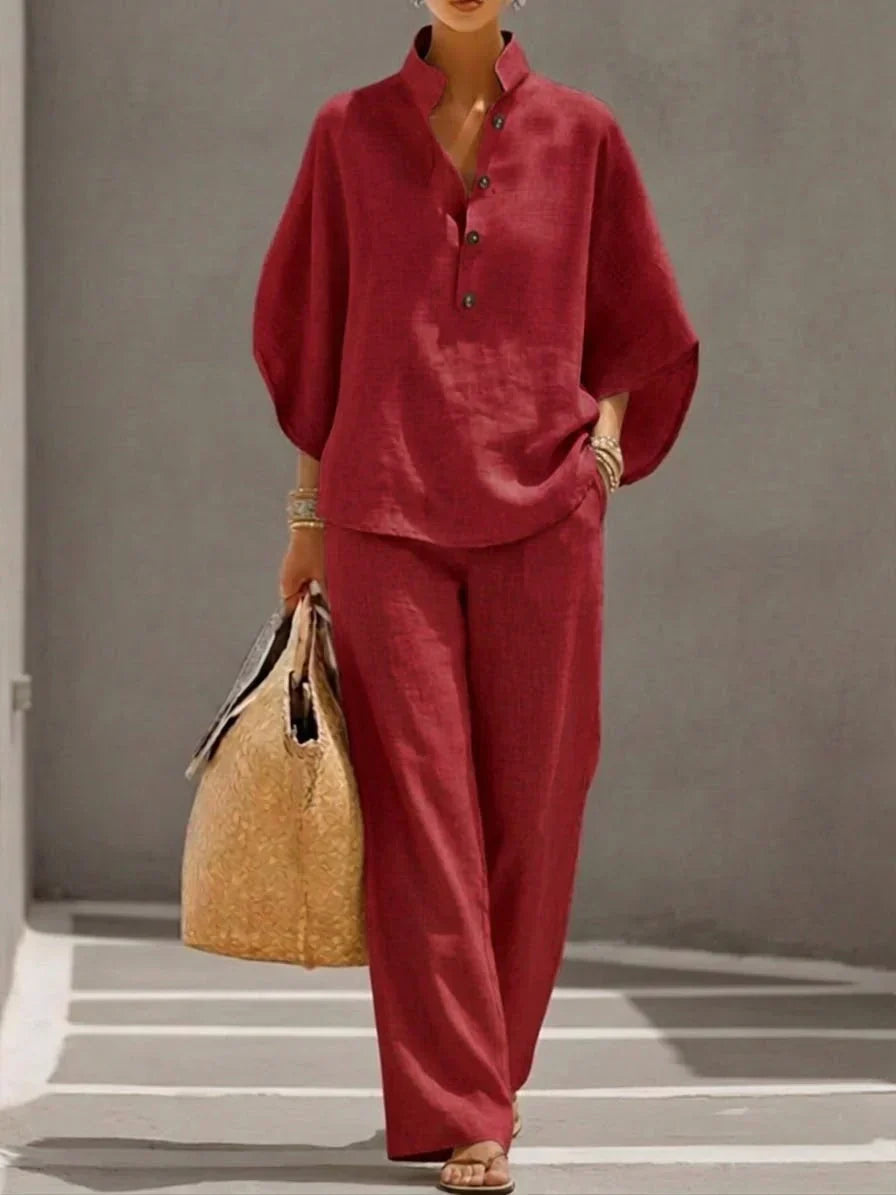 Maribel | Linen Batwing Sleeve Set
