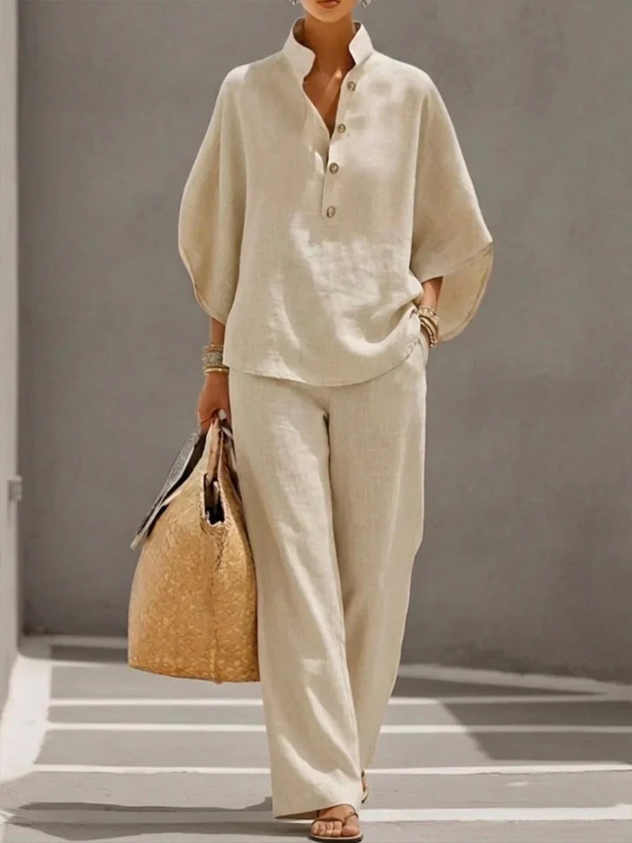 Maribel | Linen Batwing Sleeve Set