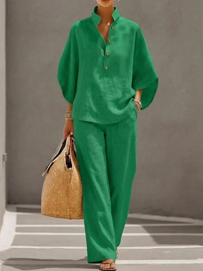 Maribel | Linen Batwing Sleeve Set