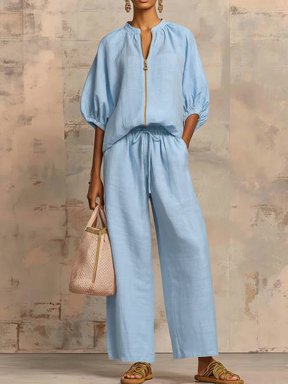 Alba | Relaxed Shirt & Wide-Leg Pants Set