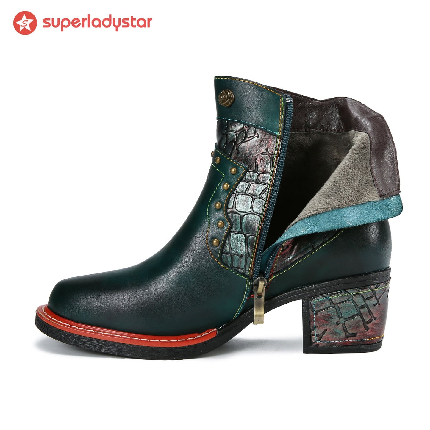 Vintage Handmade Comfort Chunky Heel Booties