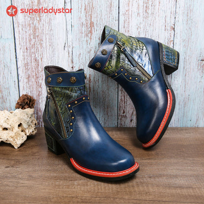 Vintage Handmade Comfort Chunky Heel Booties