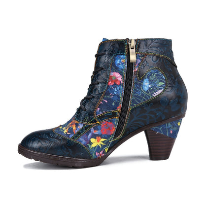 Retro Handmade Leather Patchwork Ankle Boots