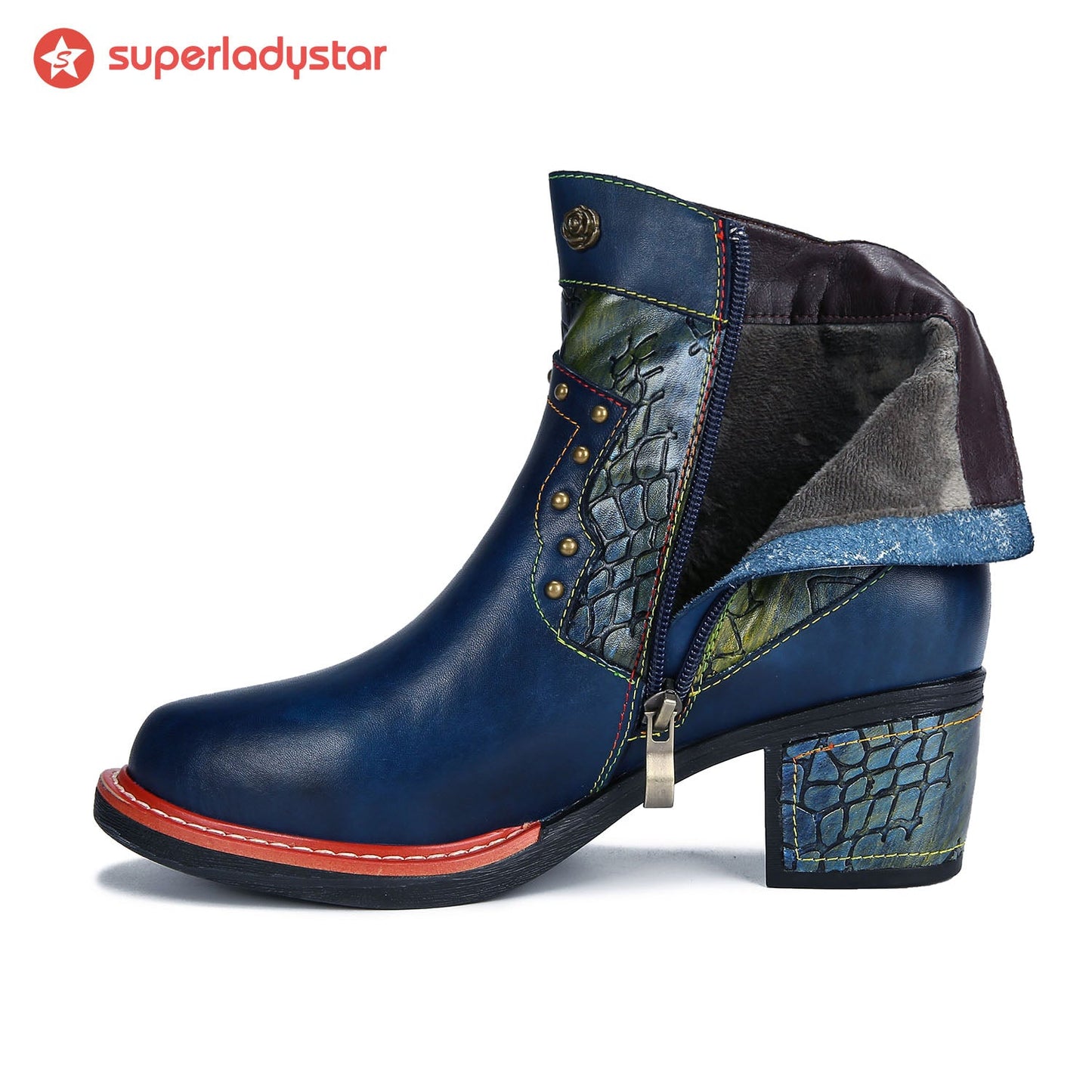 Vintage Handmade Comfort Chunky Heel Booties