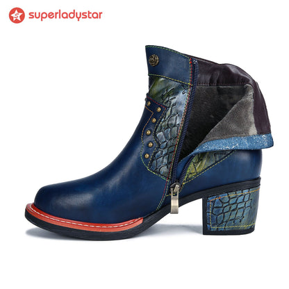 Vintage Handmade Comfort Chunky Heel Booties