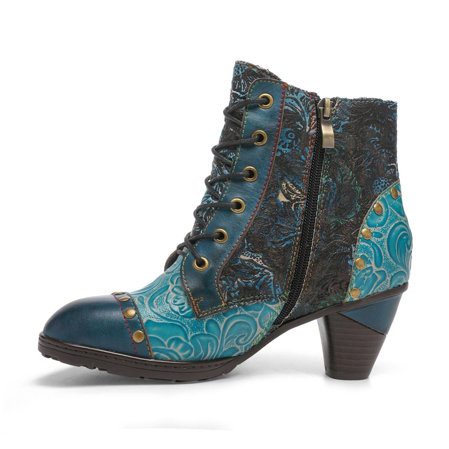 Retro Handmade Leather Patchwork Ankle Boots