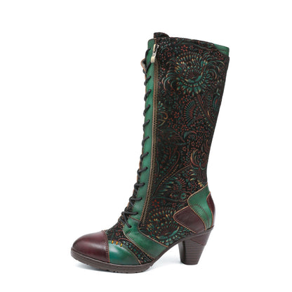 Retro Handmade Leather Patchwork Boots