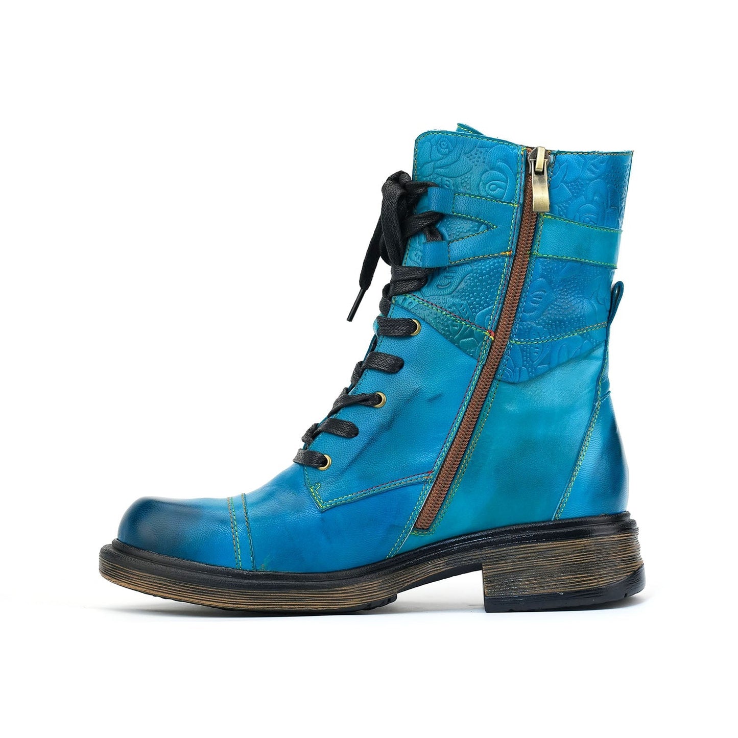 Comfortable Genuine Leather Laces Zipper Ankle Boots