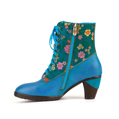 Floral Printed Vibrant Ankle Boots