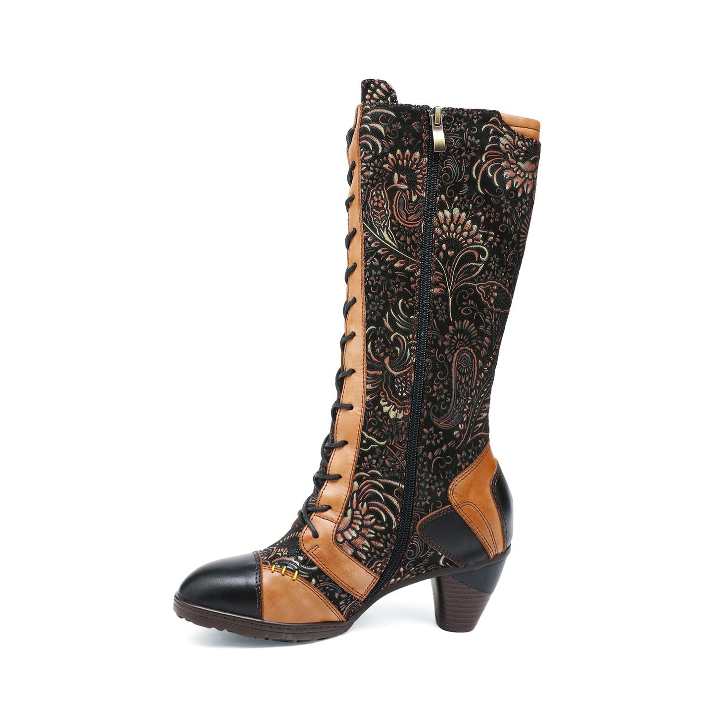 Retro Handmade Leather Patchwork Boots